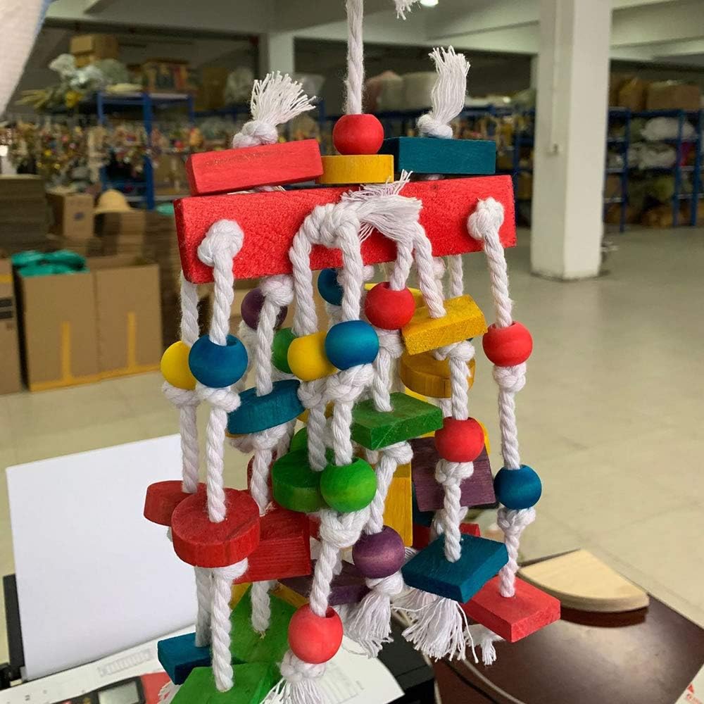 Mrli Pet Bird Chewing Toys, Parrot Cage Bite Toys - Multicolored Natural Wooden Knots Blocks Waterfall Bird Tearing Entertaining Toys Suggested for Cockatoos Parakeet and Variety of  : Pet Supplies