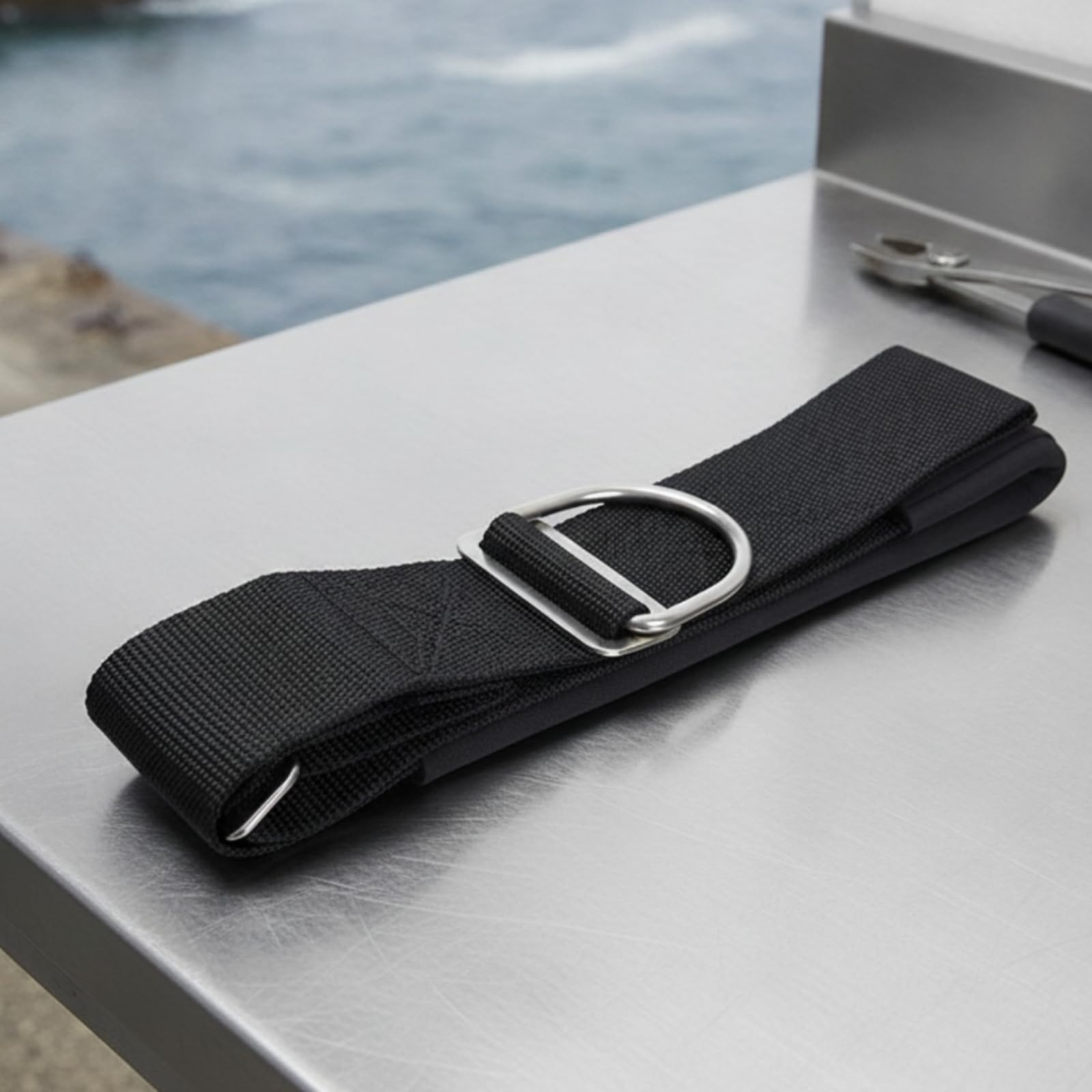 Arnés de Buceo Cinturón Correa Hebilla Protector Acolchado Tejido Resistente en Nylon y Neopreno con Acero Inoxidable 316 Adecuada para Entrenamiento Subacuático Recreativa Buceo con Equipo Autónomo | Ajustable, Correa Entrepierna con Anillo en D, Cómodo,