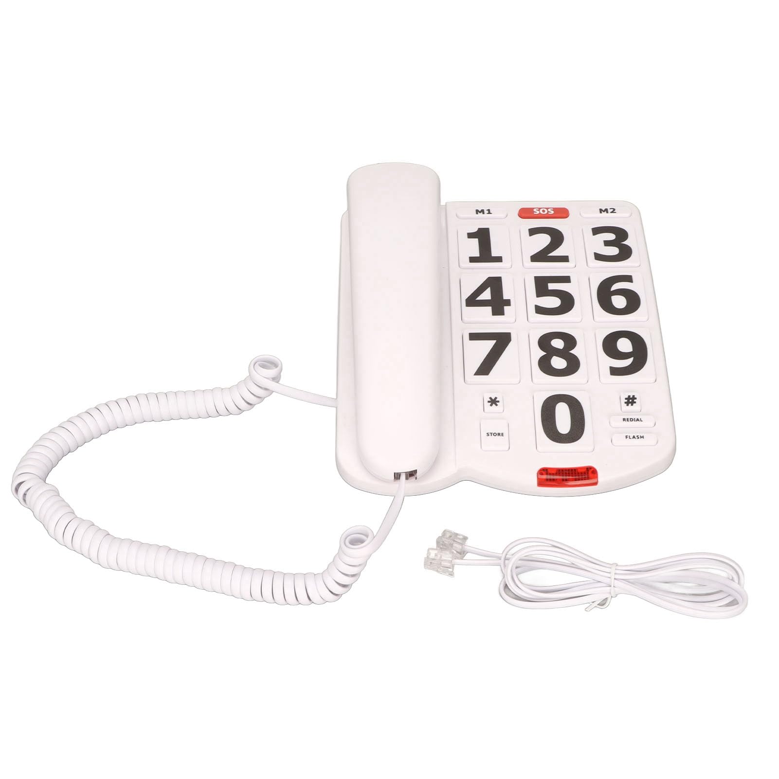 Dpofirs Telefono con Cavo a Pulsanti Grandi per Non Udenti e Ipovedenti, Telefono Fisso per Anziani, Telefono con Cavo a Pulsanti Grandi