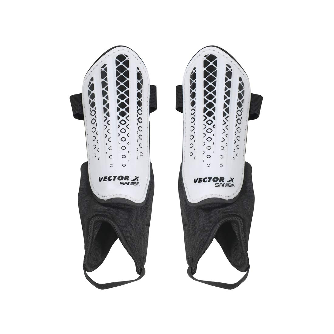 Vector X Samba Shinguard with Ankle Adjustable | Training and Practice | for Girls and Boys | (Senior, White-Black)-image-6