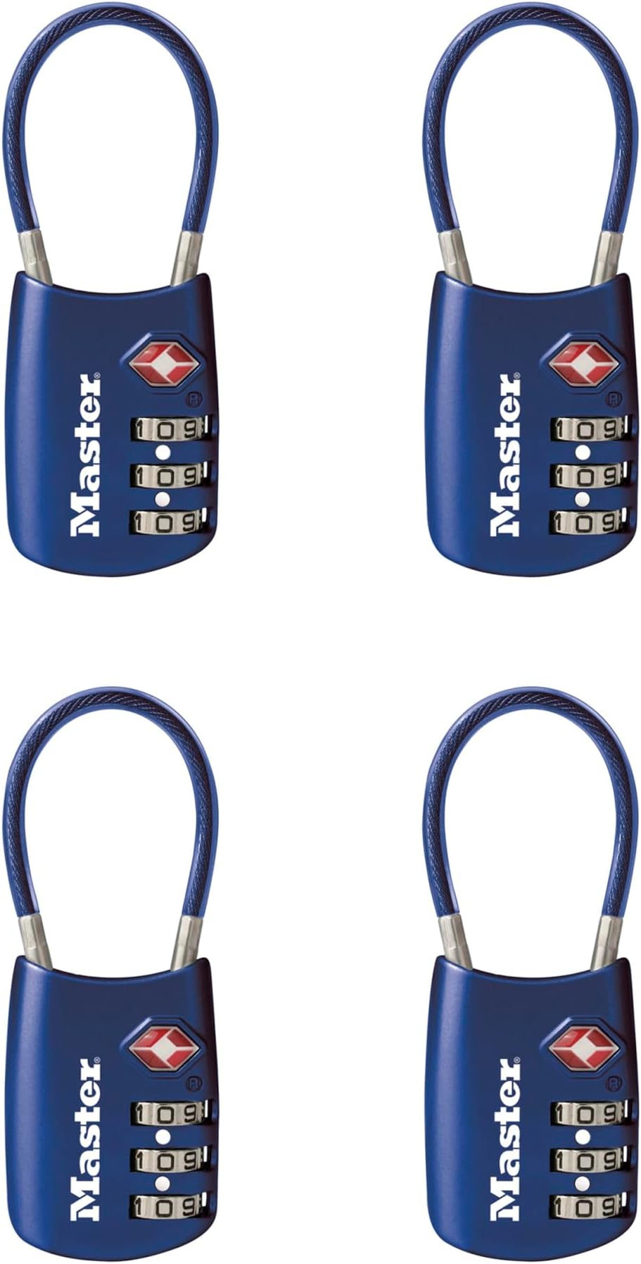 Master Lock Blue Set Your Own Combination TSA Approved Luggage Lock, Travel Zipper Padlock is Perfect for Suitcases, Bags, or Backpacks, 4 Pack, 4688BLUEC4
