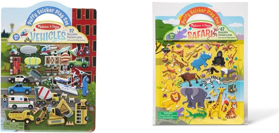 Amazon.com: Melissa & Doug Vehicles Puffy Sticker Play Set Travel Toy ...
