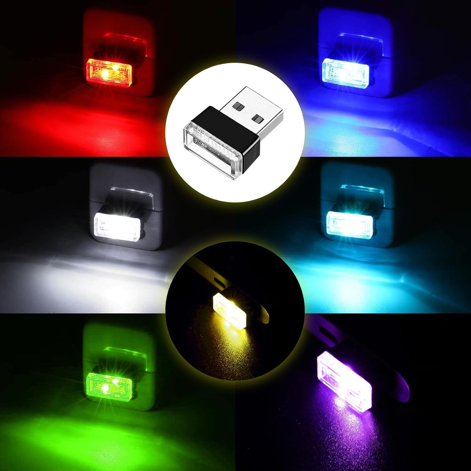 Luci Atmosfera Auto USB - 4 LED Multicolore, Regolabili, Per Auto O PC - Foto 8