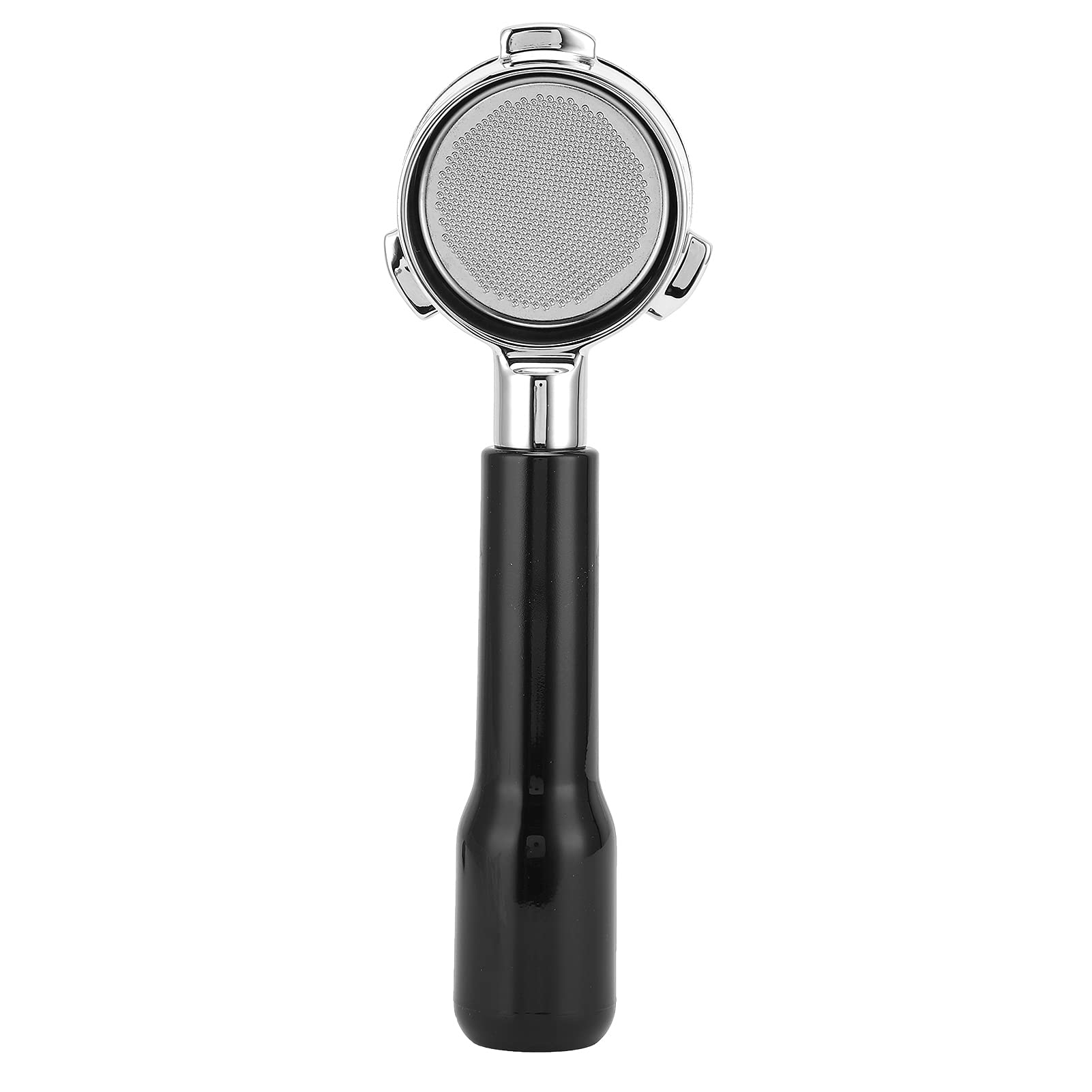 Bezdenny portafilter do ekspresu do espresso, uchwyt na filtr do kawy ze stali nierdzewnej z ergonomicznym drewnianym uchwytem, akcesoria zastępcze do domowego baristy, kawy (czarny)