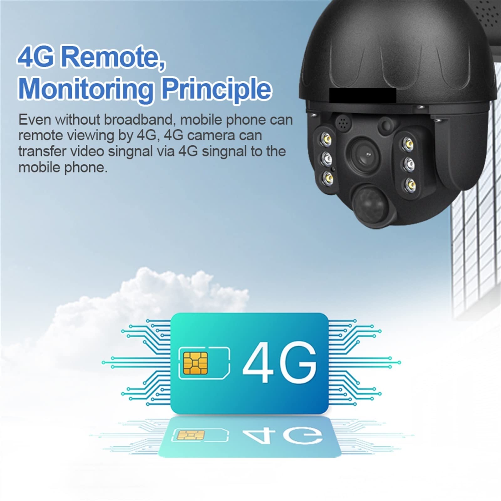 Telecamera Wifi Esterno, Telecamera solare 4G for esterni 2MP Pannello solare di sicurezza HD CCTV Videosorveglianza Monitor PIR Cam notturna a colori impermeabile ,Sicurezza, Antifurto(4G BLACK CAMER