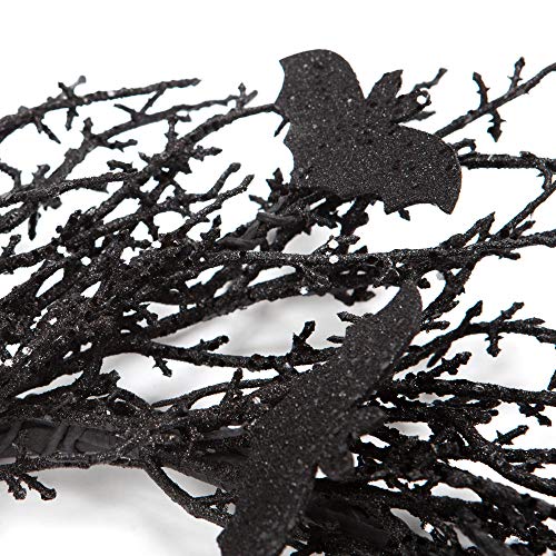 18 Inch Black Bat Wreath with Glitter Bats - Halloween Decorations3
