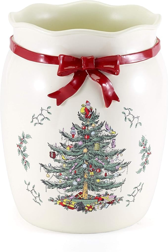Spode - Waste Basket, Decorative Trash Can, Holiday Home Decor Christmas Tree