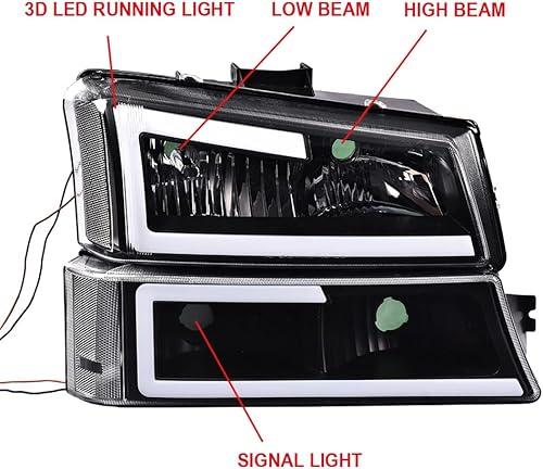 Miniatura 7 de PIT66 Conjunto de faros LED, compatible con Chevy Silverado 1500 2500 3500 HD modelo 2003-2006  Avalanche 03-06 1500 2500 (solo apto sin