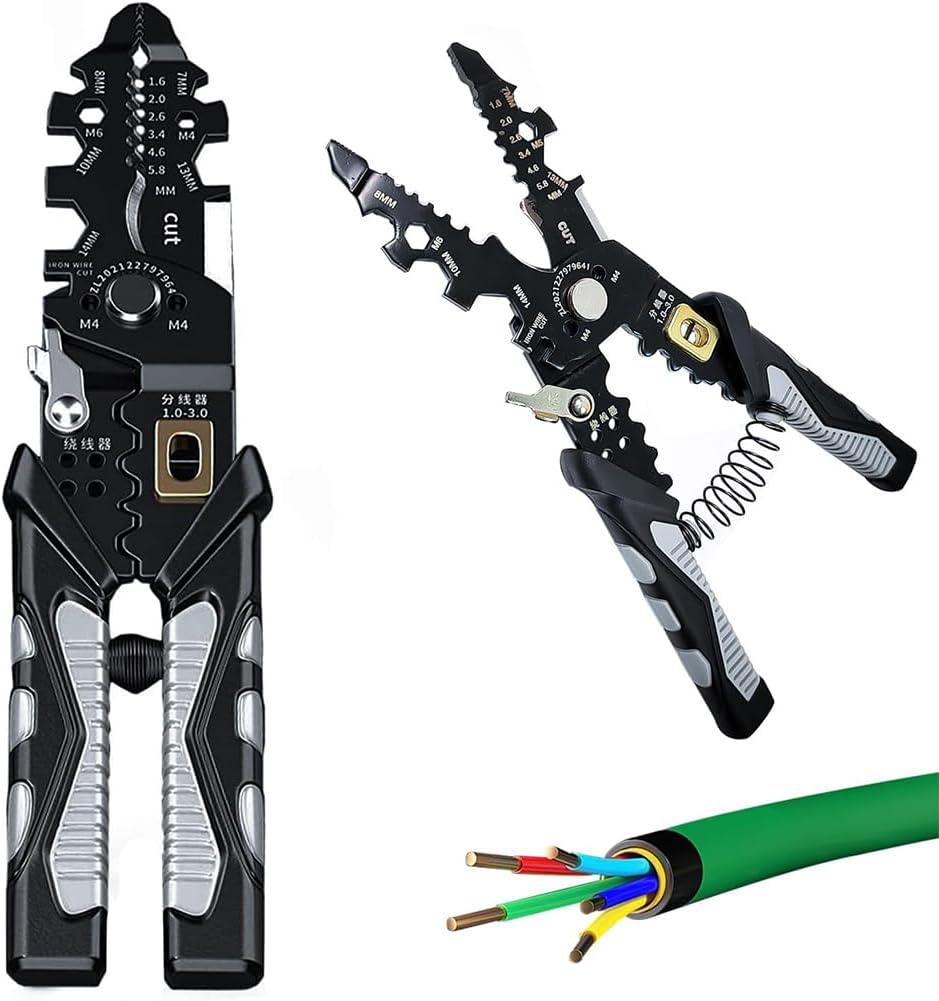25-in-1 Multifunction Wire Strippers Electeical, 8 inch Wire Crimping Tool, Wire Cutter, Professional Electrician Pliers Tools and Cable Stripper for Cutting, Stripping, Shearing