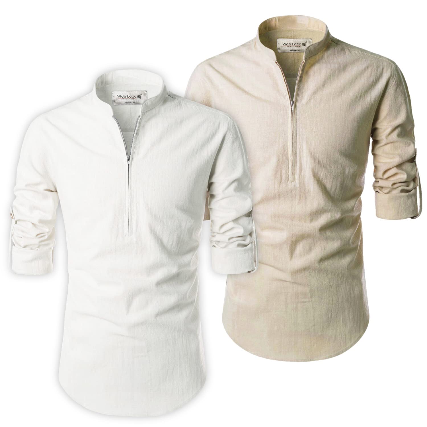 Men's Cotton Slim Fit Short Kurta Shirt (Pack of 2)