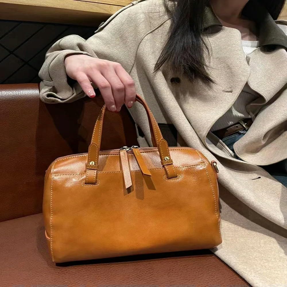Bolso de Mano Vintage de Piel de Vaca de Primera Capa, Bolso Grande, Nuevo Bolso Bandolera, Bolso de Hombro de Cuero de Gran Capacidad Todo en uno Informal de Moda