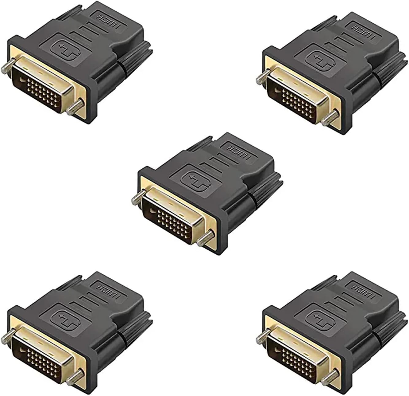 Tobo DVI to HDMI Adapter,HDMI to DVI Bi-Directional Support 1080P, 3D for PS3,PS4,TV Box,Blu-ray,Projector,HDTV, PC (TD-447H-5PCS)