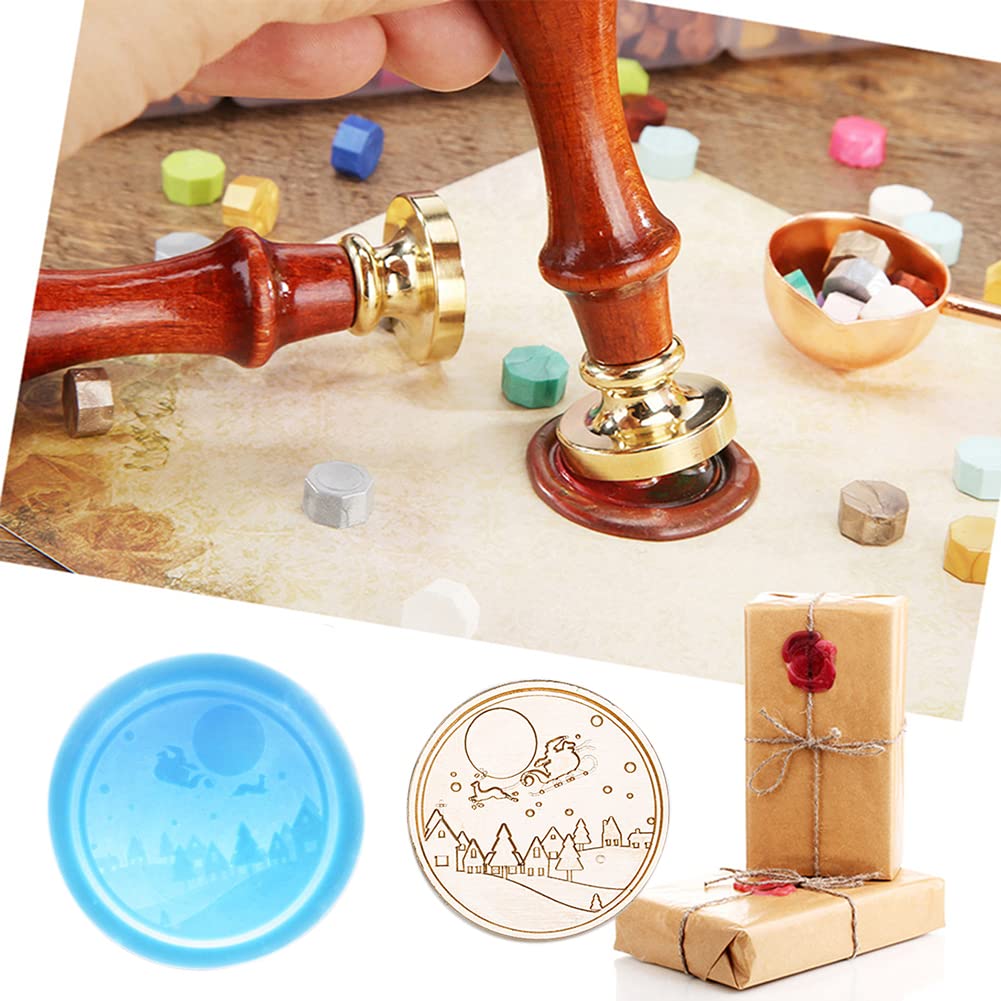 Timbro Sigillo Di Cera 3D Con Cervo - Testa In Ottone E Manico In Legno Per Inviti