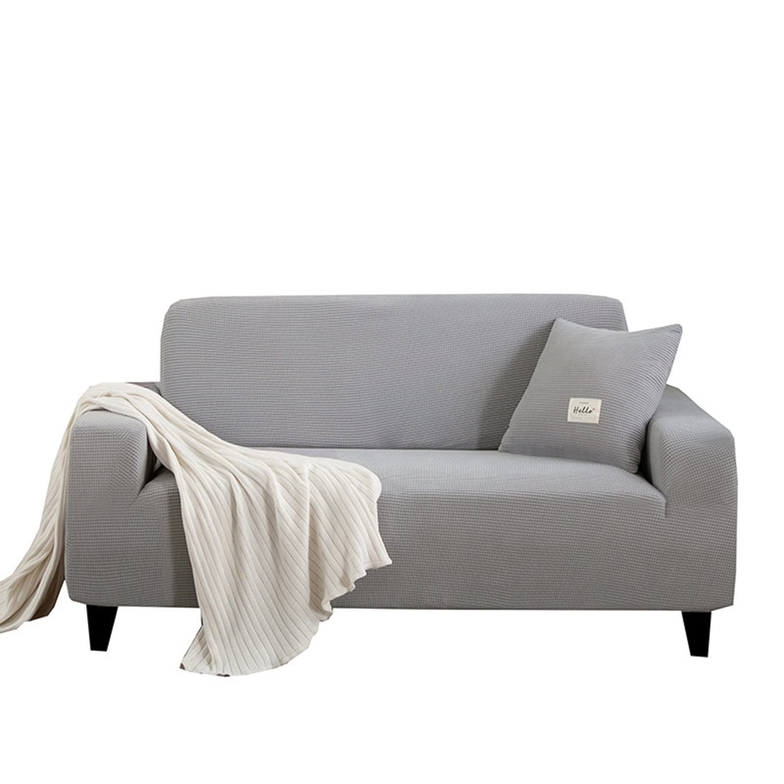 Housse de canapé extensible jacquard motif élégant gris 1 place