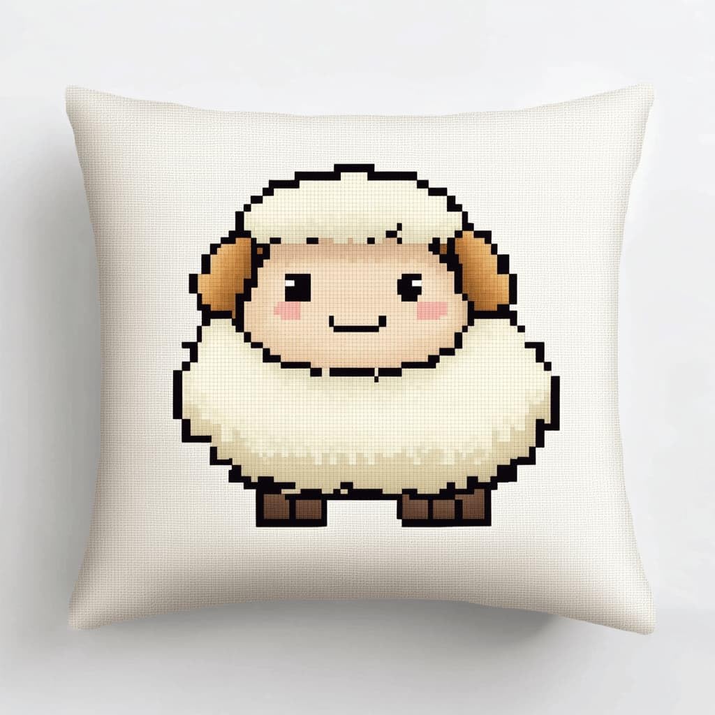 Kitquiver Latch Hook Rug Kits for Adults Sheep DIY Latch Hook Cushion Cross-Stitch Embroidery Cushion Cover for Home Sofa Decoration 17X17 in.
