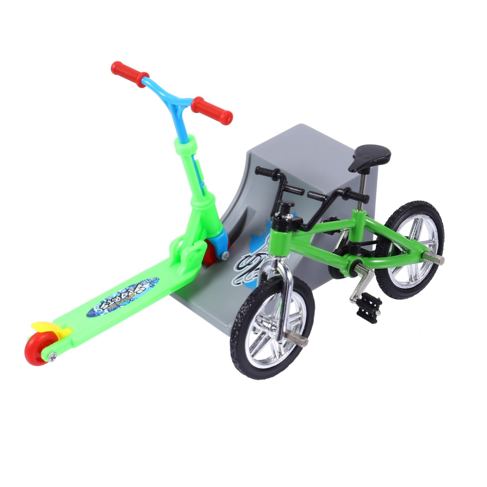 Vaguelly 1Set Mini Finger Educational Finger Bike and Scooter Kit with Ramp Portable Desk Game for Leisure Play for Relief