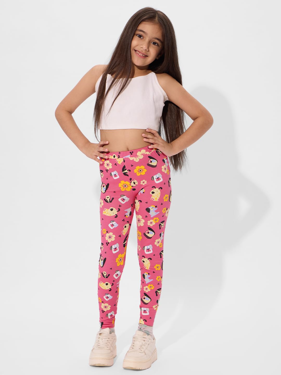The Souled Store Mystical Girls - Leggings in cotone rosa con stampa regolare