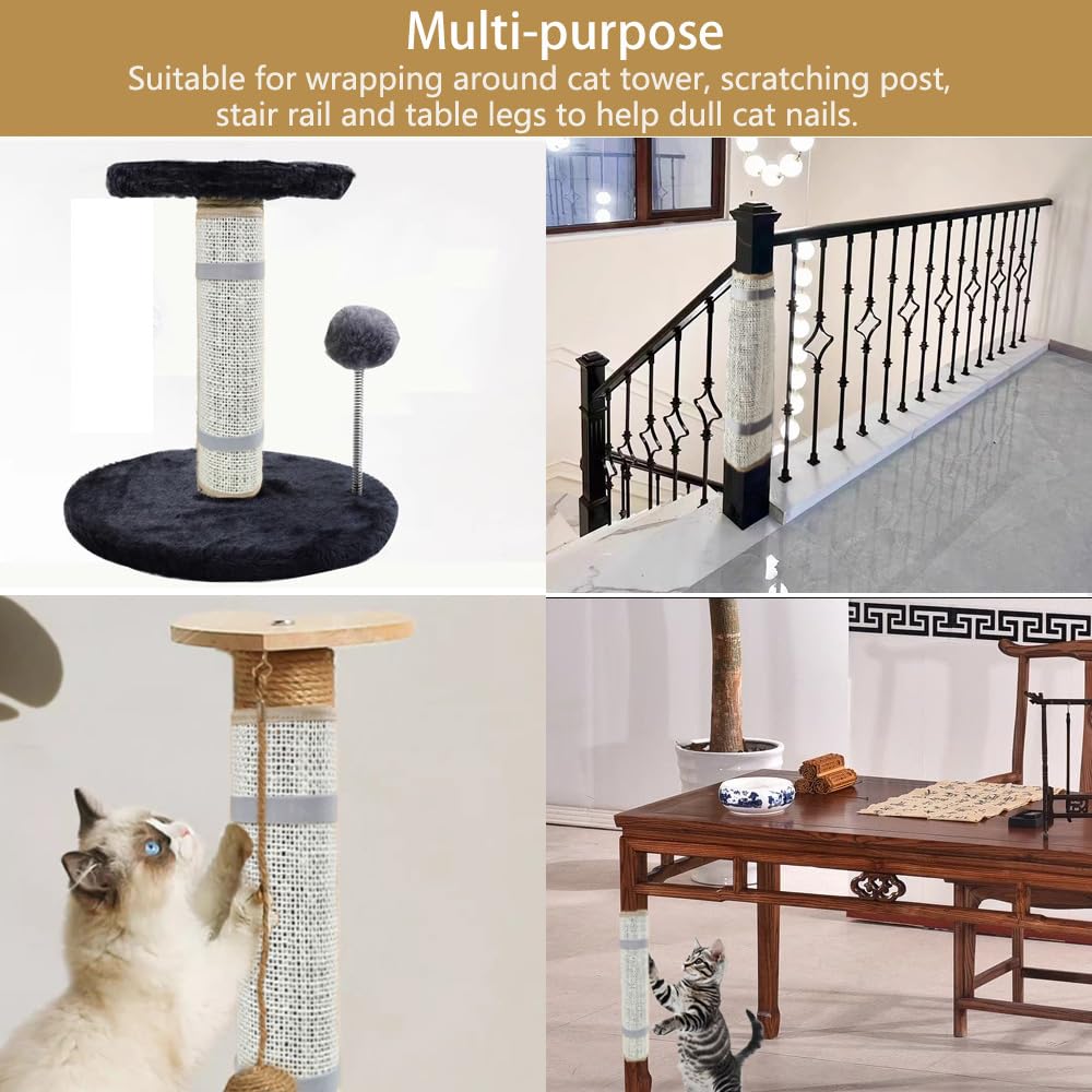 Rascador de uñas para gatos envuelto alrededor de un poste rascador para gatos, almohadilla de sisal para rascar gatos de 16.73 x 13.38 pulgadas con grano de óxido de aluminio 80, lima de uñas