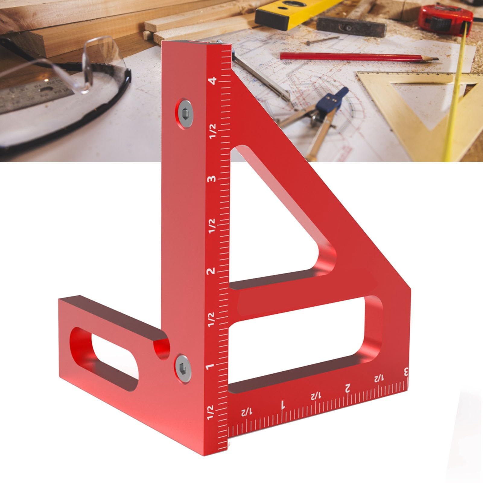 Dreieck-Messlineal mit Mehreren Winkeln (45°/90°) aus Aluminiumlegierung, hochpräzise für Holzbearbeitung, Linienzeichnungen und Gehrungsreißer