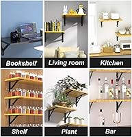 Vista 4 de Soportes para estantes de cocina 2X 0.098 in Fuerte Metálico Triangular Escuadras, Elegante Negro Blanco Soportes Estanterias Pared Pequeños 5.9