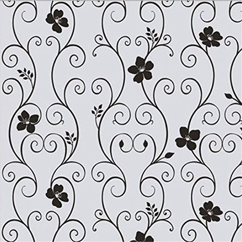 Película decorativa autoadesiva WINOMO para janela de vidro fosco flor de ferro decalque de janela p
