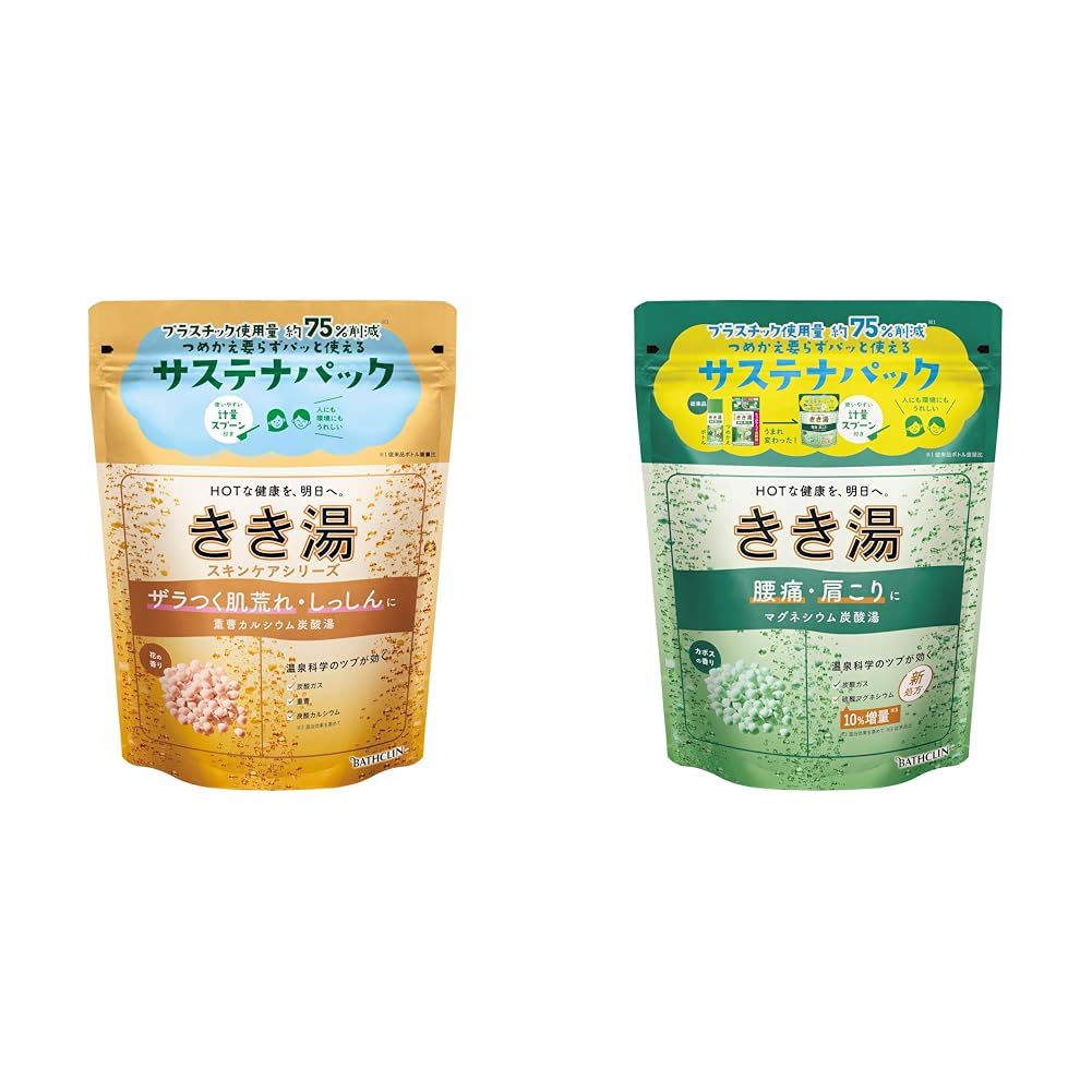 Kikiyu Bath Salt Set Calcium Baking Soda + Magnesium Carbonated 12.7oz x2