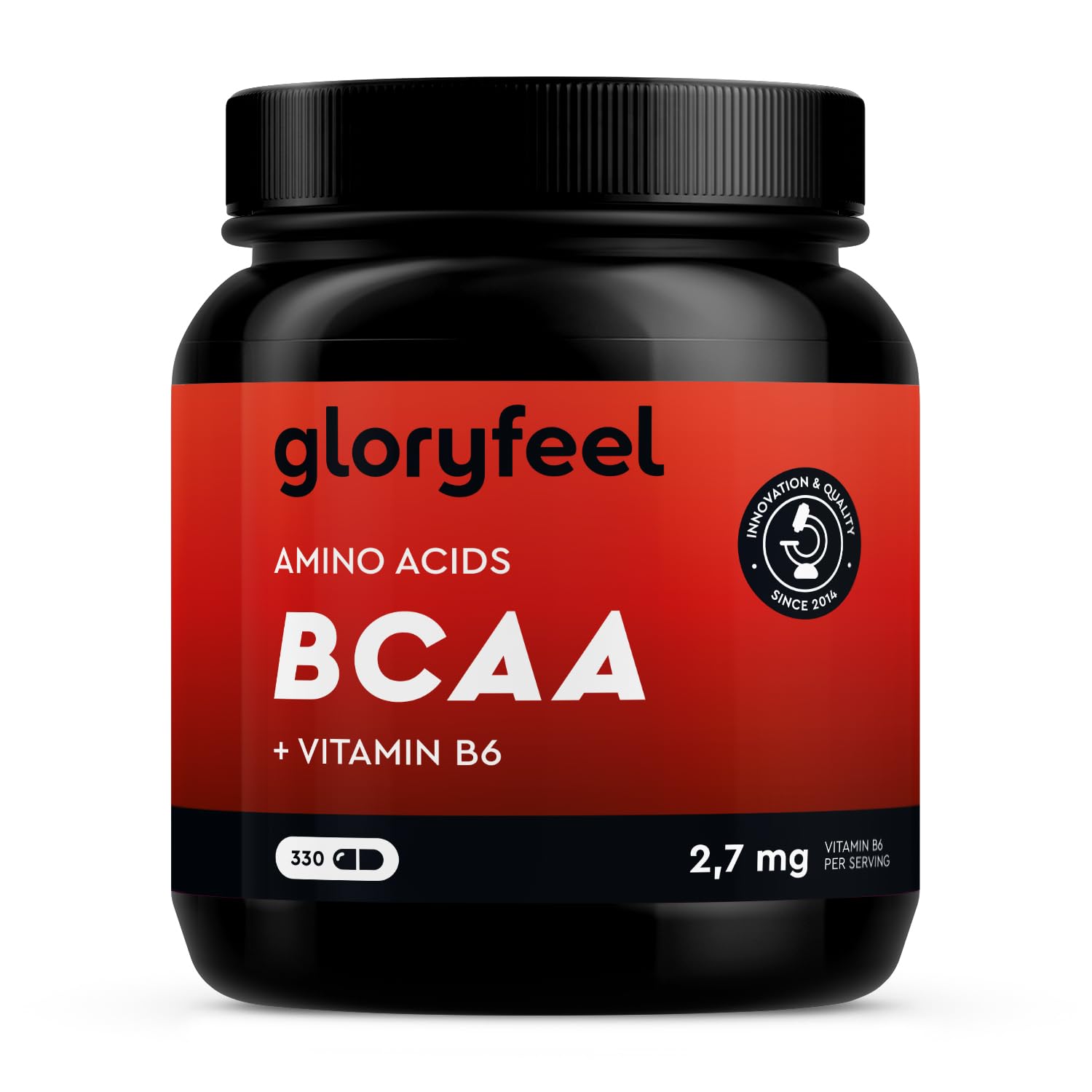 BCAA (330 Capsules), Acides Aminés Essentiels Fortement Dosée, Contient Leucine, Valine et Isoleucine avec Vitamine B6, Hautement Biodisponible, Contre la Fatigue*, Sans Arômes et Additifs