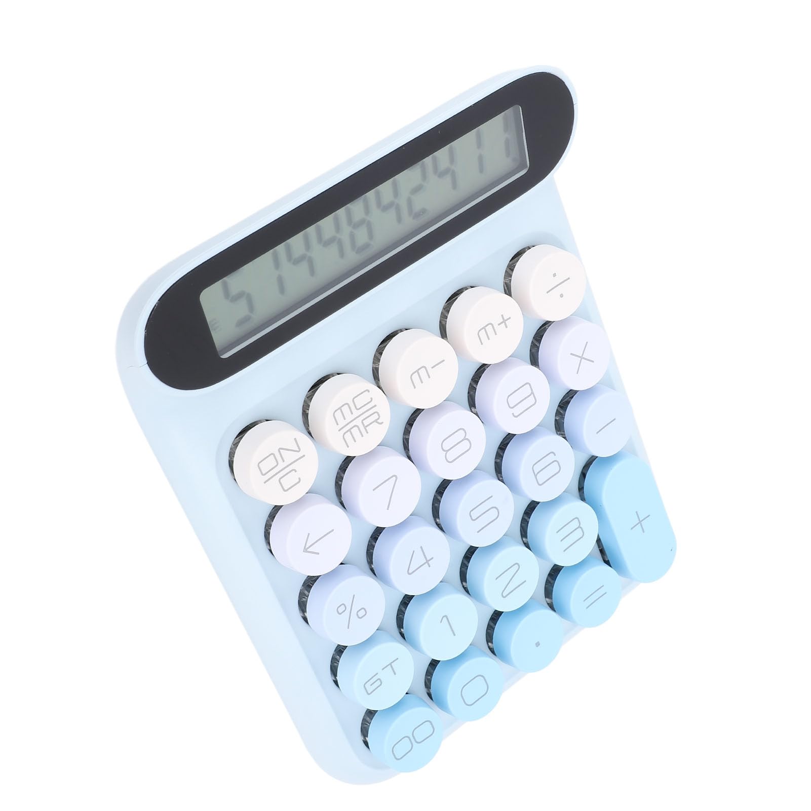 Calcolatrice con Interruttori Meccanici, Interruttore Blu 24 Tasti con Display LCD e Poggiapiedi Antiscivolo, per Studenti di Uffici Aziendali (BLUE)