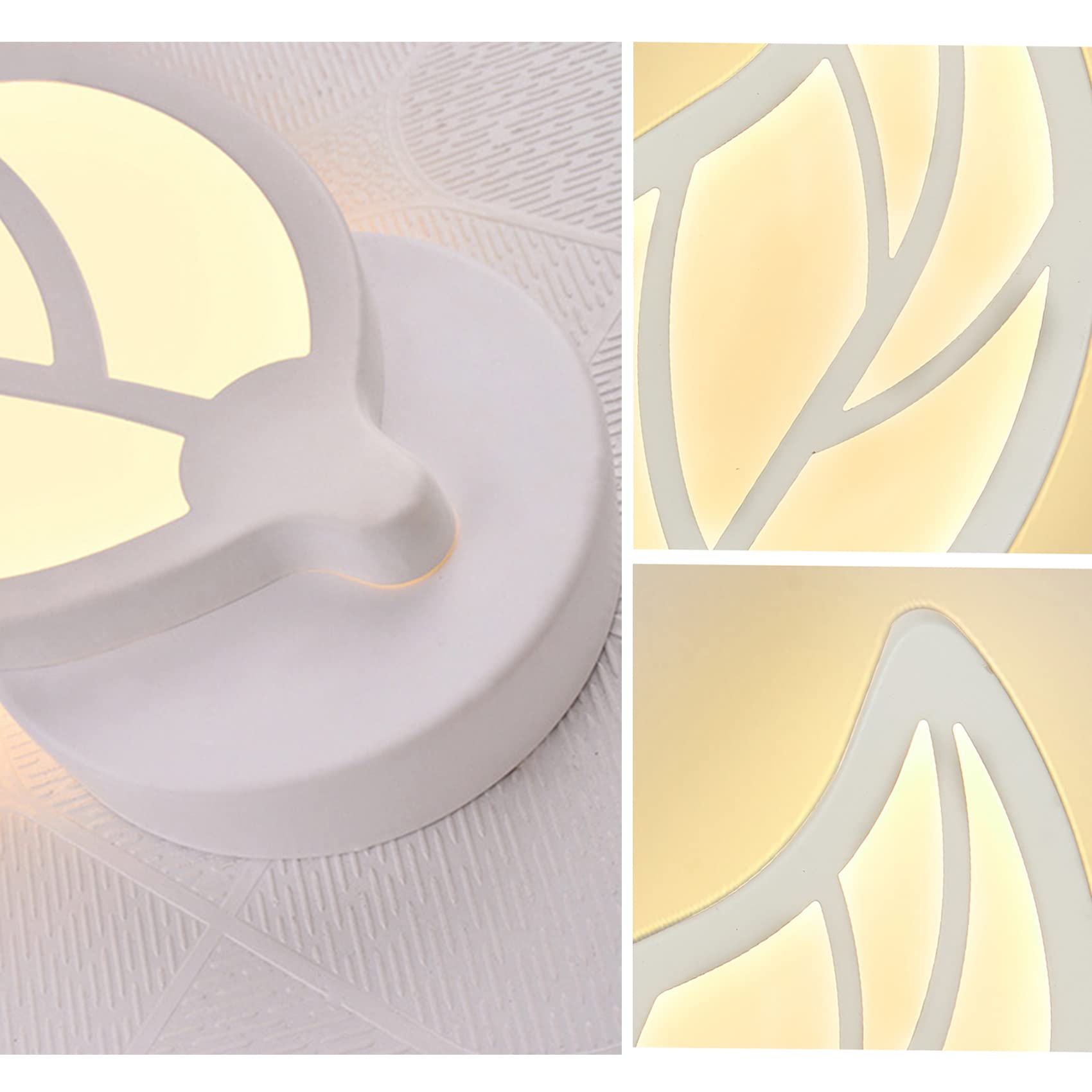 12W Wandleuchte Innen, Acryl Wandlampe Innen, Blatt Design Weiße LED Wandleuchte, Wandleuchte Kinderzimmer, Wandlampe Modern für Wohnzimmer, Schlafzimmer, Nachttisch (Dreifarbiges Licht)
