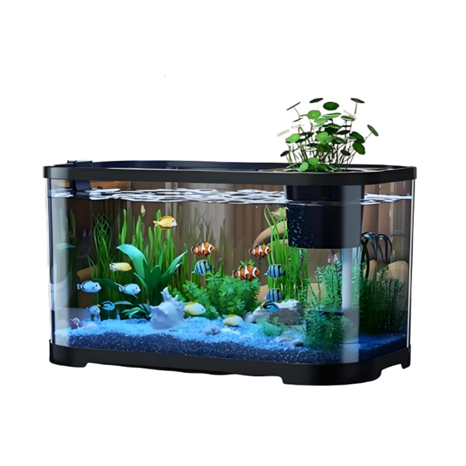 Kit Acquario Piccolo Acquario per Pesci Betta e Principianti, Vasca decorativa Silenziosa per Tartarughe e Animali Acquatici, Acquario da Scrivania Trasparente