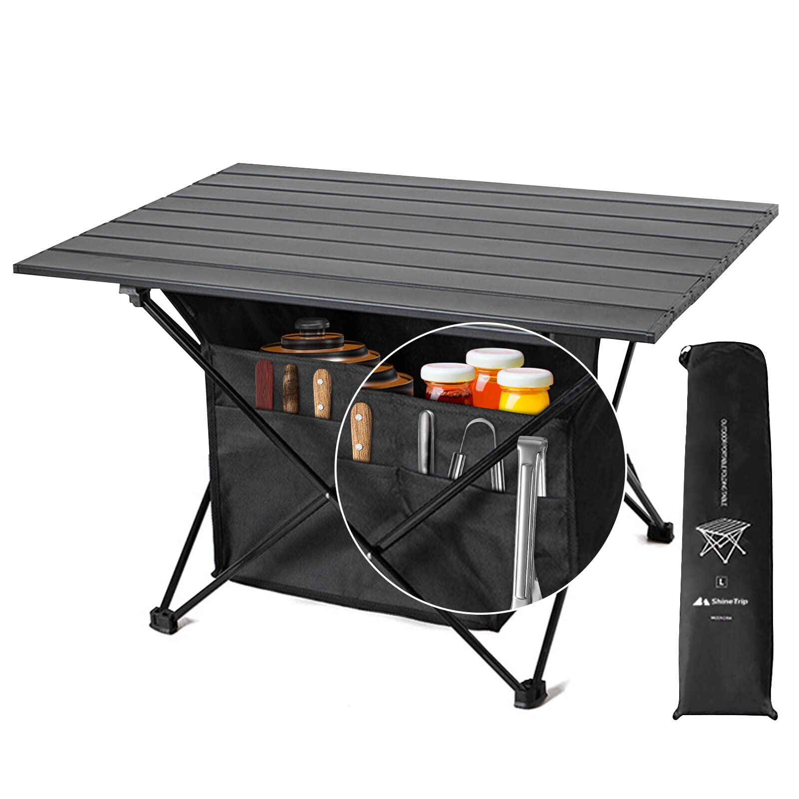 Qavctw Large Portable Camping Tables Outdoor Folding Table with Large