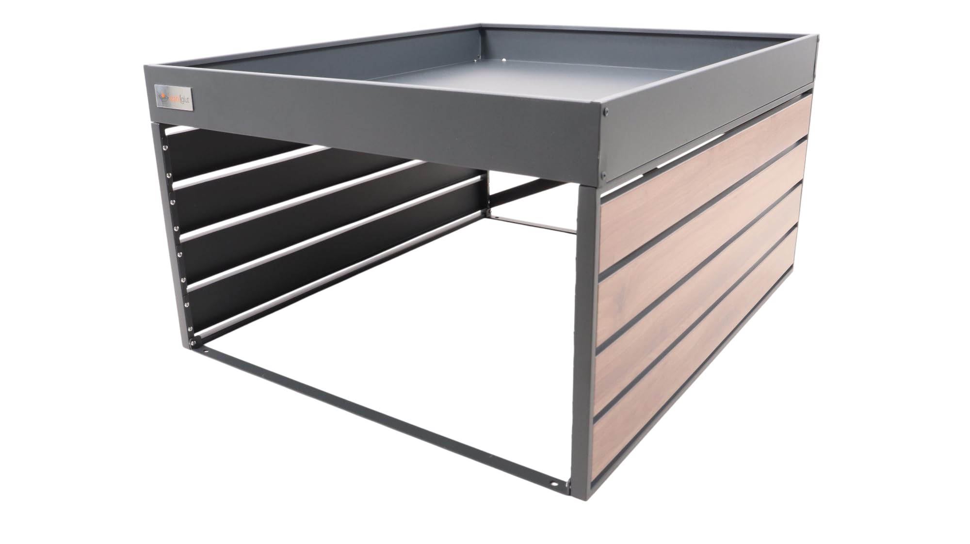 Stahlglut Rasenmährobotergarage Wetterabdeckung stahl Walnussoptik für viele Modelle auch für RTK Modelle (Bloom)