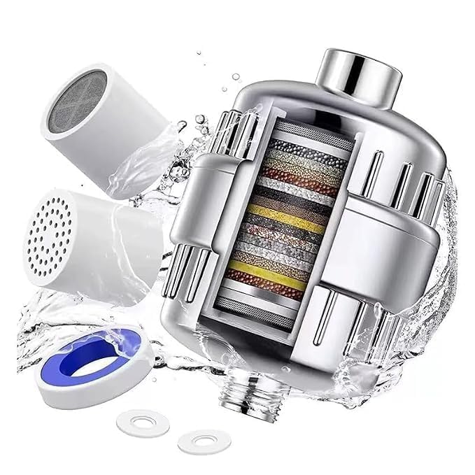 15 Stage Faucet Water Filter for Kitchen Tap Universal Splash Proof Tap Water Purifier with Activated Carbon Sediment Chlorine Reduction Easy Installation Water Filtration System Silver-image-43