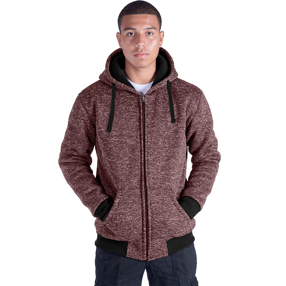LeeHanTon Heavyweight Hoodies for Men Jackets Comfy Sherpa Lined Zip Up Hoodie Coats with Pockets Outerwear