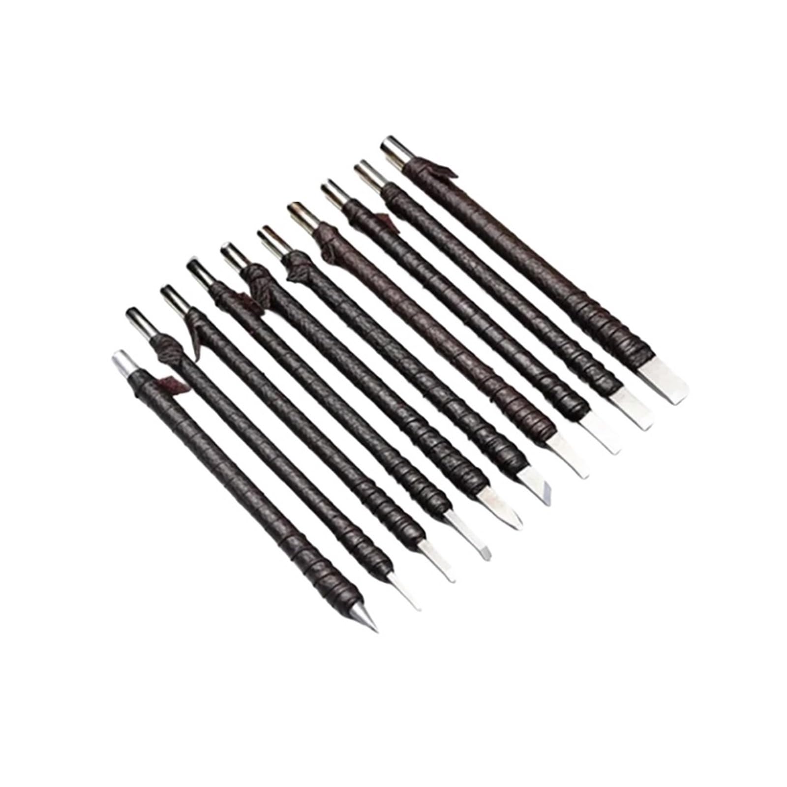 10Pcs Tungsten Steel Stone Carving Hand Tools Set Stone Carving Chisel Set Woodworking Carving Tool