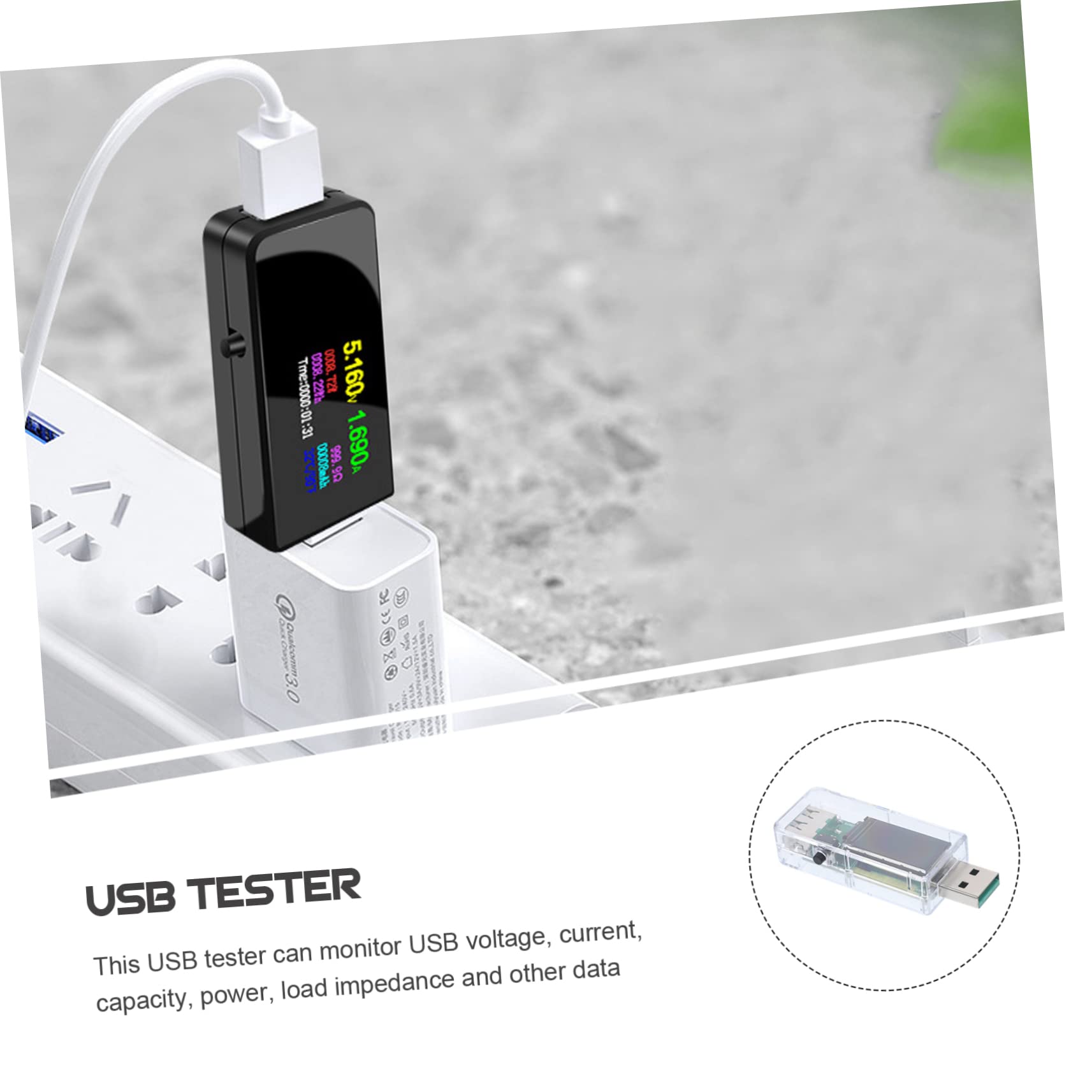 Operitacx 5 Stück USB-Tester Spannungsprüfer Stift USB-Messgerät USB-Leistungsmesser stromverbrauchsmesser Spannungsmesser USB tester multimeter USB-Voltmeter Abs Transparent