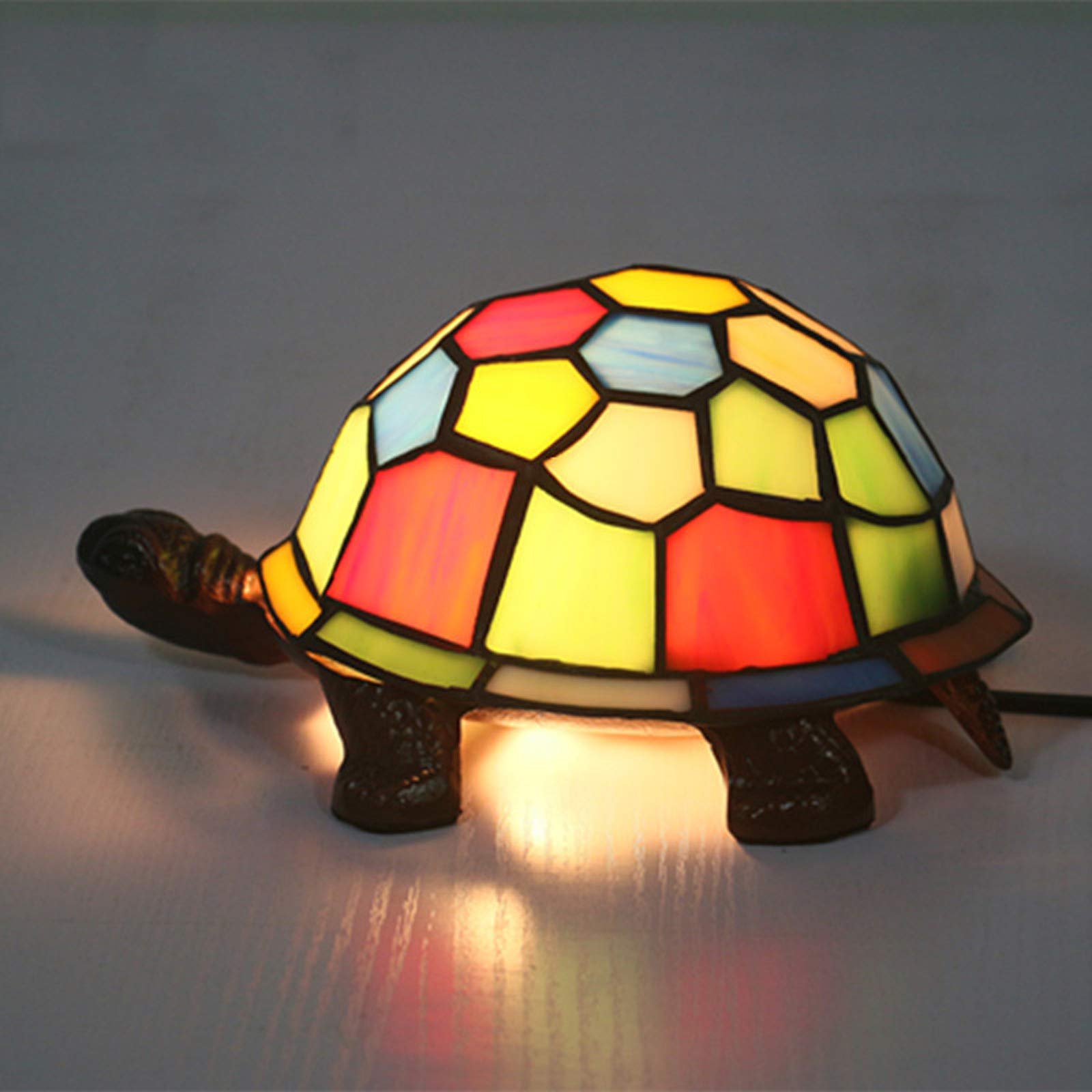 Kreative Bunte Schildkröte Tischlampe Kinderlampe Nachtlicht Tiffany Glas Metall Schreibtischlampe E14 Dekoration Bettleuchte Schildkröte Lampe Für Kinderzimmer Schlafzimmer,Multi Colored