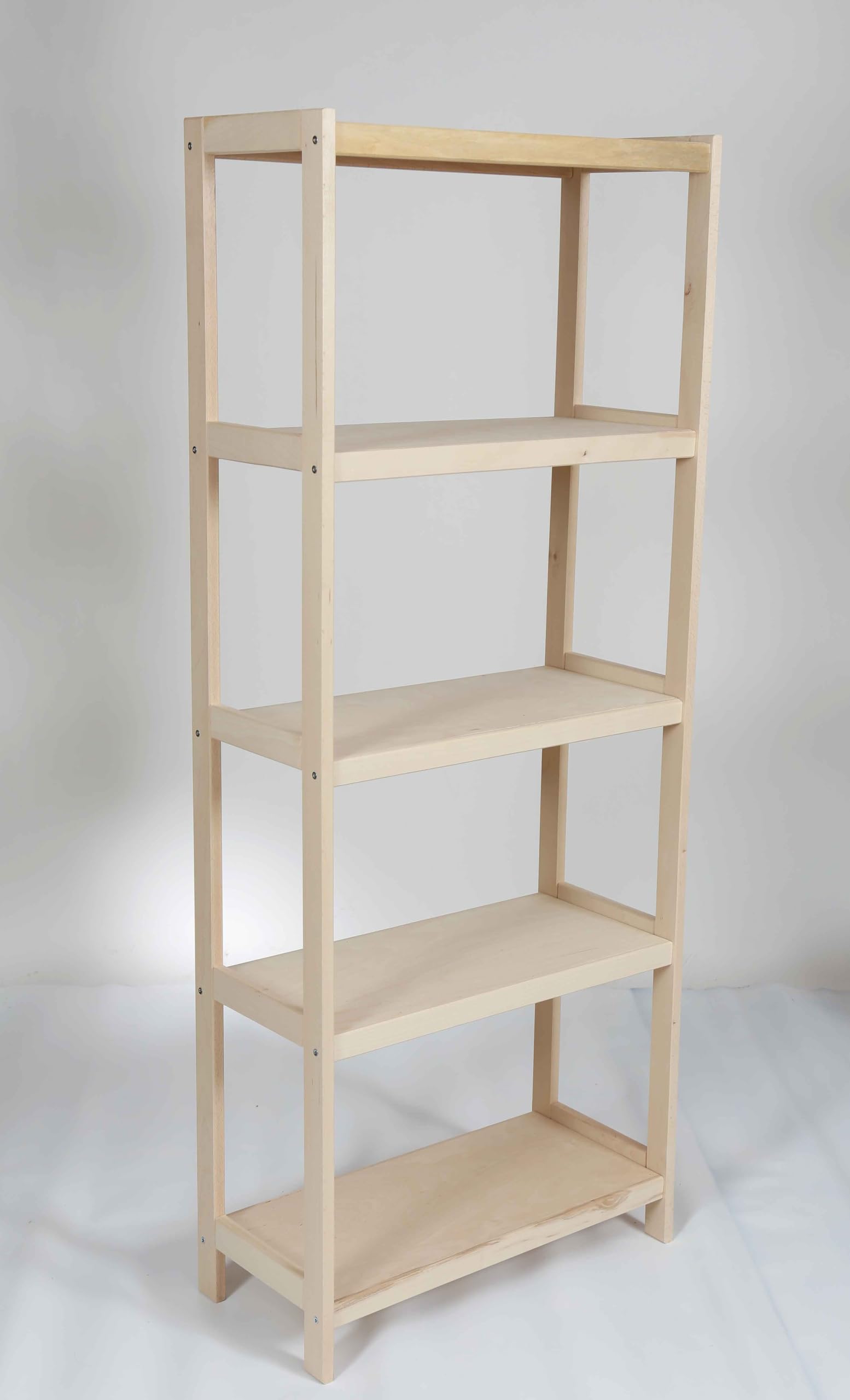 Scaffale per carichi pesanti in legno di faggio massiccio, 173 x 50 x 38 cm (altezza x larghezza x profondità), 5 ripiani, fino a 60 kg per ripiano, extra stabile, scaffale da