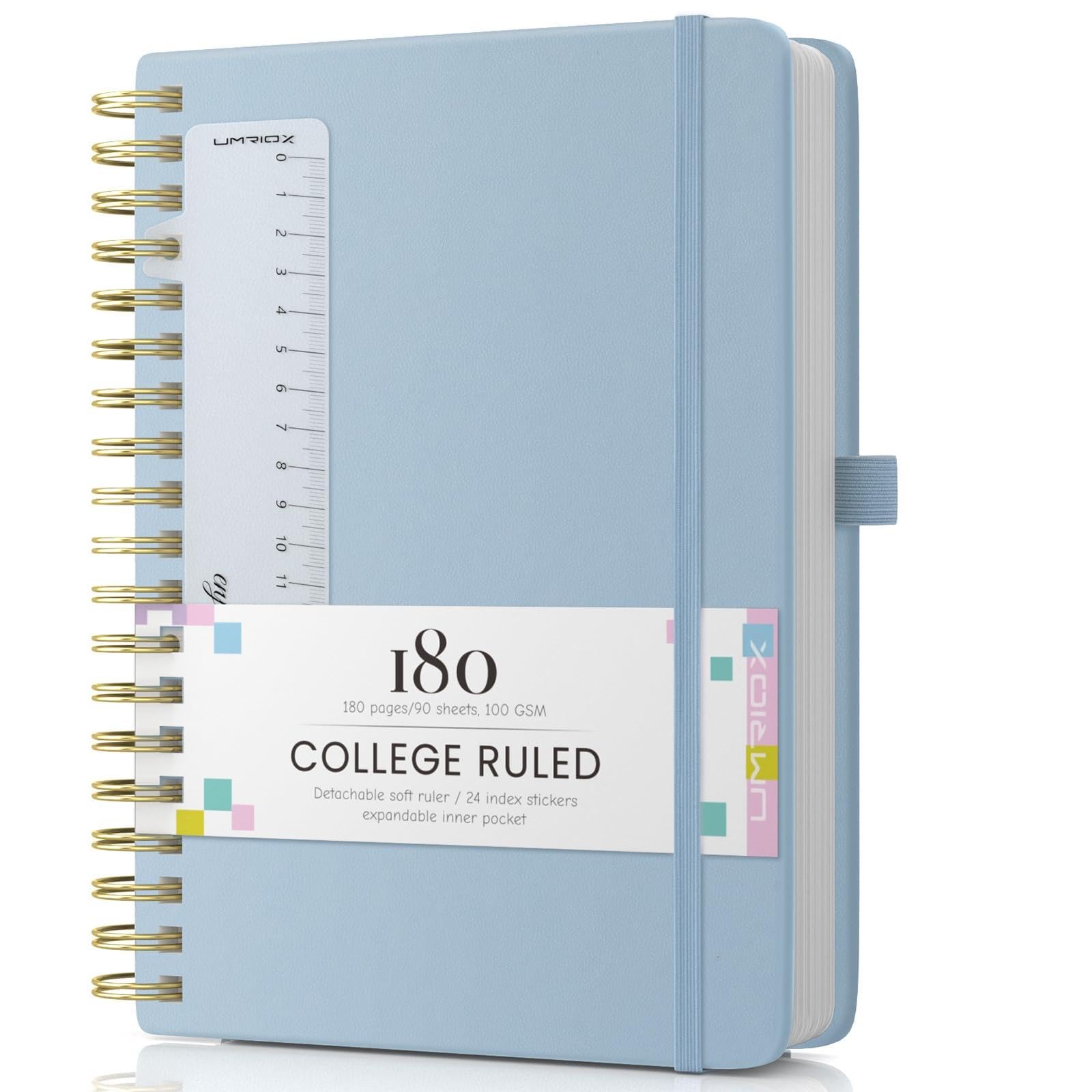 Umriox Spiral Notebook B5,180 Pages Wirebound Notepad,100GSM Thick Paper Journals for Women Men Writing,Hardcover Leather Note Book for School Office Work19 x 25cm-Blue