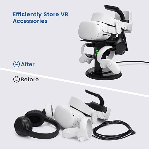 Miniatura 4 de VR Stand, Headset Charging Dock, VR Display Stand Accessories for Oculus Quest, Quest 2,Rift, Rift S, Valve Index Headset and Touch Controllers