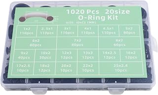 Kit de sellado de anillo O-for de 1020 piezas, juntas de goma de nitrilo para automoción y fontanería de alta presión, caja de almacenamiento negra organizada