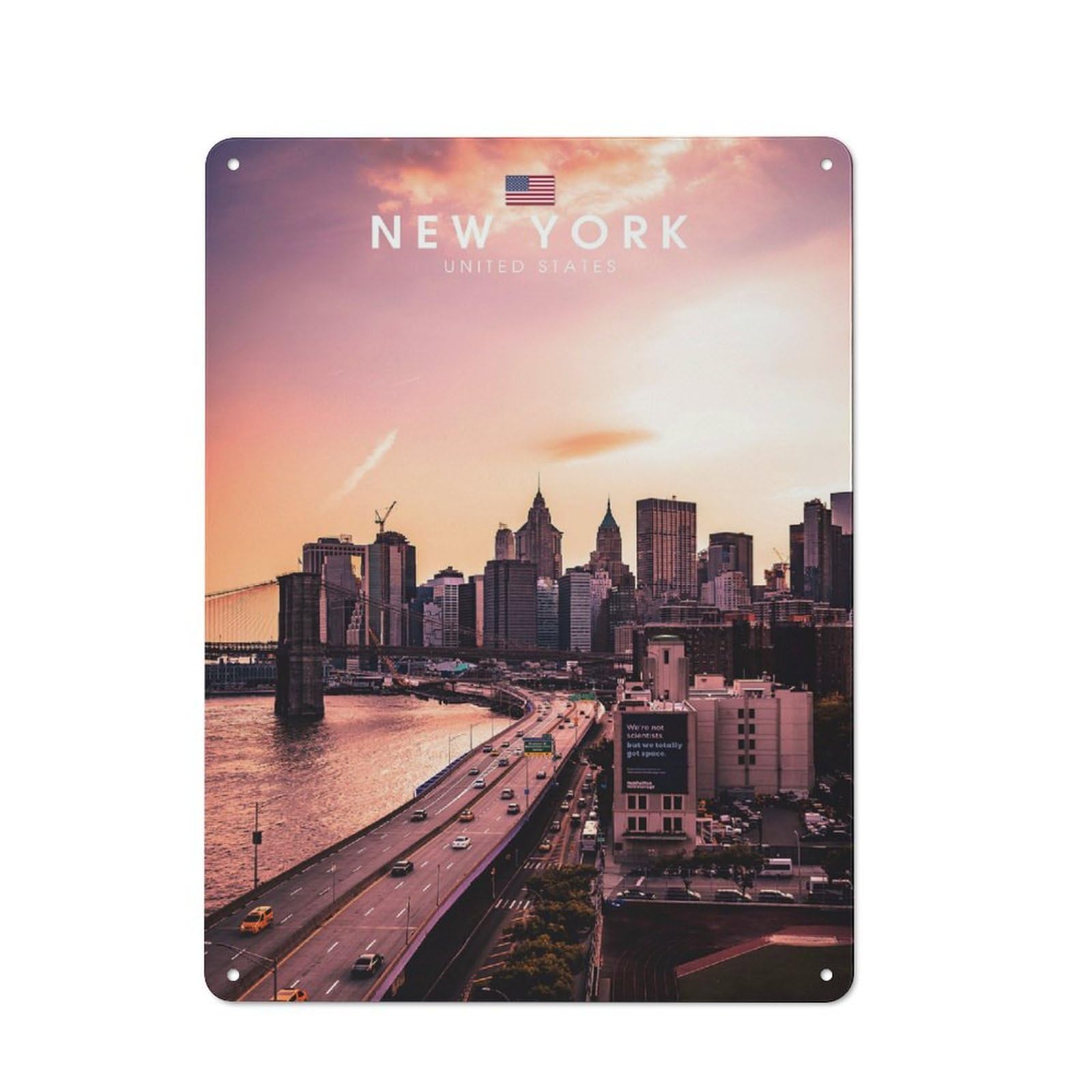 Junmoney New York City-1 New York City Printed Metal Sign 40X30cm For Hobby Room Or Studio, For Creative Interior Collectors