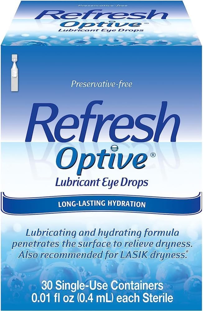 Optive Lubricant Eye Drops For Dry Eyes, Preservative-Free, 0.01 Fl Oz Single-Use Containers, 30 Count
