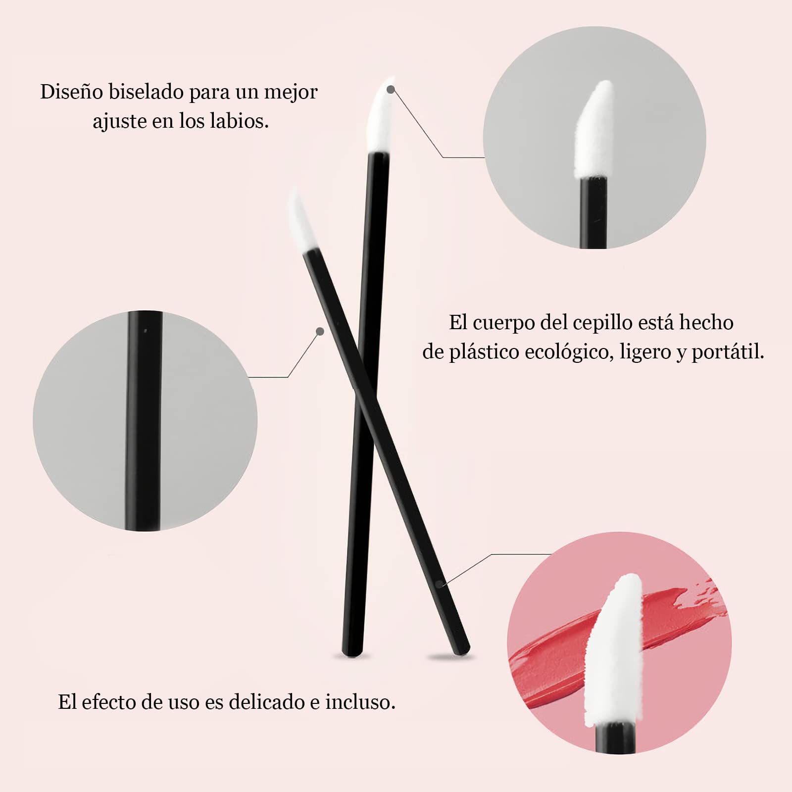 VEGCOO 150pcs Pinceles de Labios Desechables Cepillos Aplicadores de Maquillaje