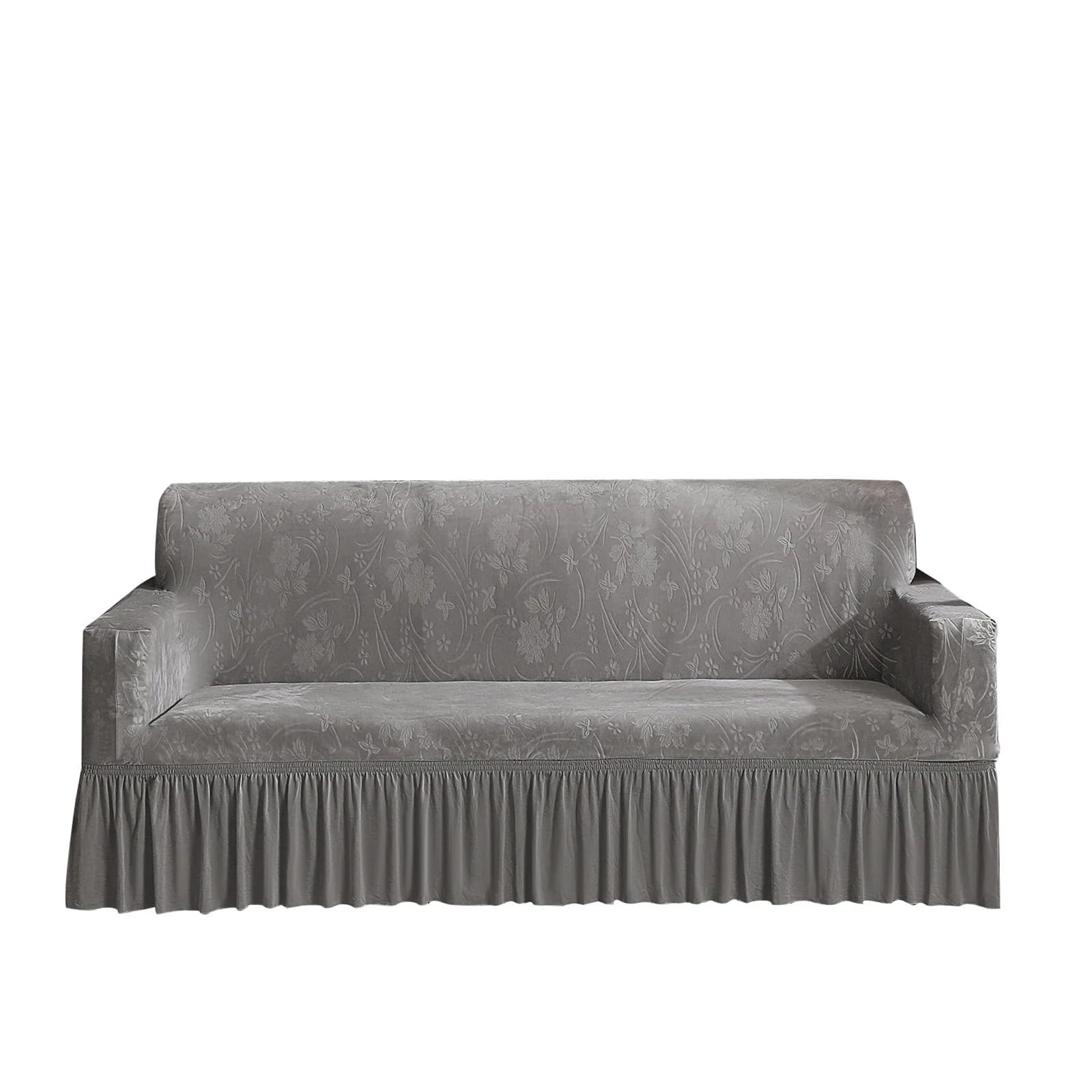 SUBLXPoten Sofa Cover with Skirt Stretch Sofa Cover, Non Slip, Soft Comfort Skirted Couch Slipcover, Furniture Protector(Light Grey,L (190-230CM))