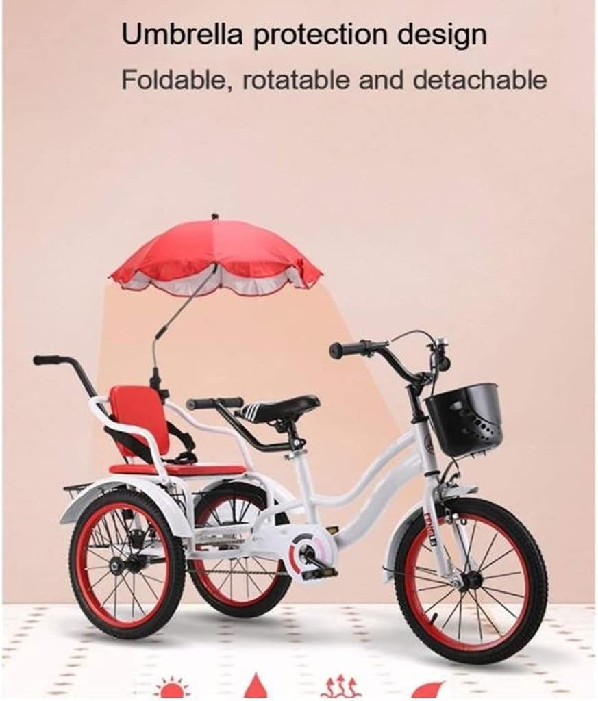 Three Wheel Bike Adult Tricycle 18inch Three Wheel Bike with Armrests & Push Back Trike Bike Bicycle for Picnic Shopping Work Men & Women Cycling Pedalling