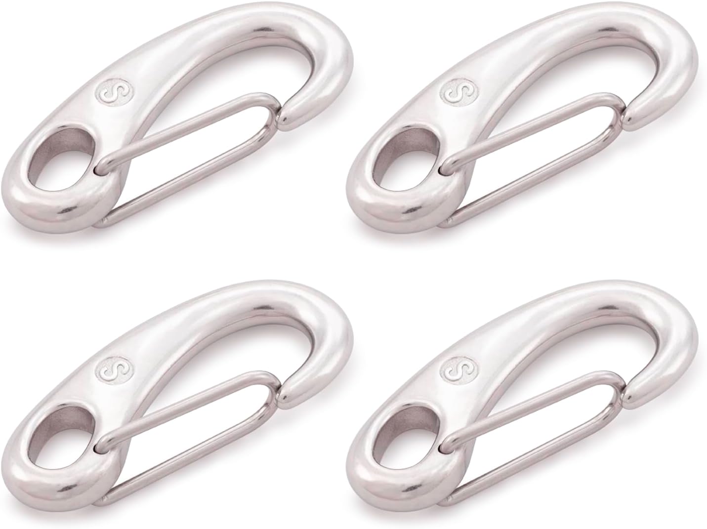 SHONAN Flag Clips for Flagpole Rope, Marine Grade Wire Gate Carabiners, Boat Fender Clips, 4 Pack Stainless Steel Snap Hooks for Ropes, Keychain, Dog Leash - Image 6