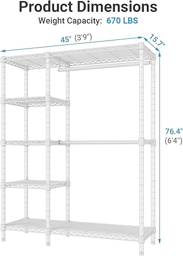 Miniatura 6 de VIPEK V7C - Percheros de ropa con cubierta, portátiles, para colgar ropa, perchero resistente para ropa con estantes, armario de metal, con Estante