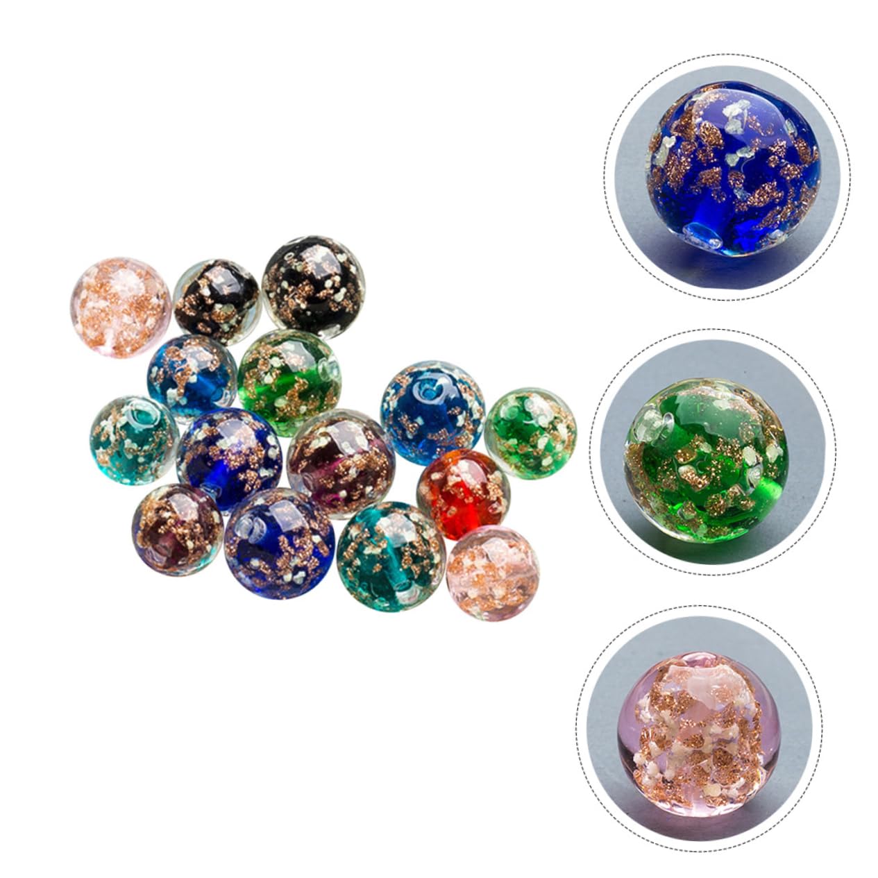 DOITOOL 4 Set Perline in Vetro Perline Rotonde Distanziali Con Liscio Per Braccialetti Fai Da Te E Creazioni Artigianali 40 Pezzi * 4