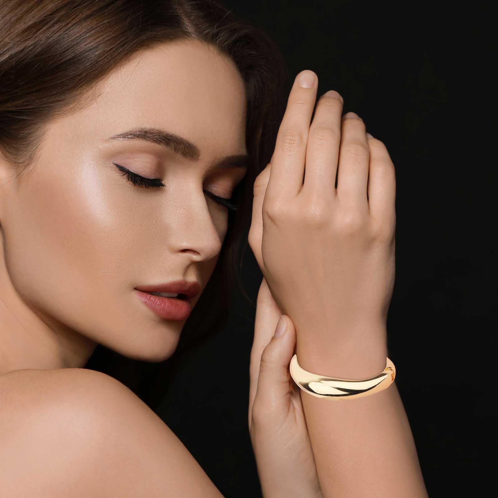 2 szt. Bransoletki Bangle, Minimalistyczne Bransoletki Zawiasowe Gruba Bransoletka Modne Zawiasowe Otwarte dla Kobiet Bizuteria (1 Zloty i 1 Srebrny)